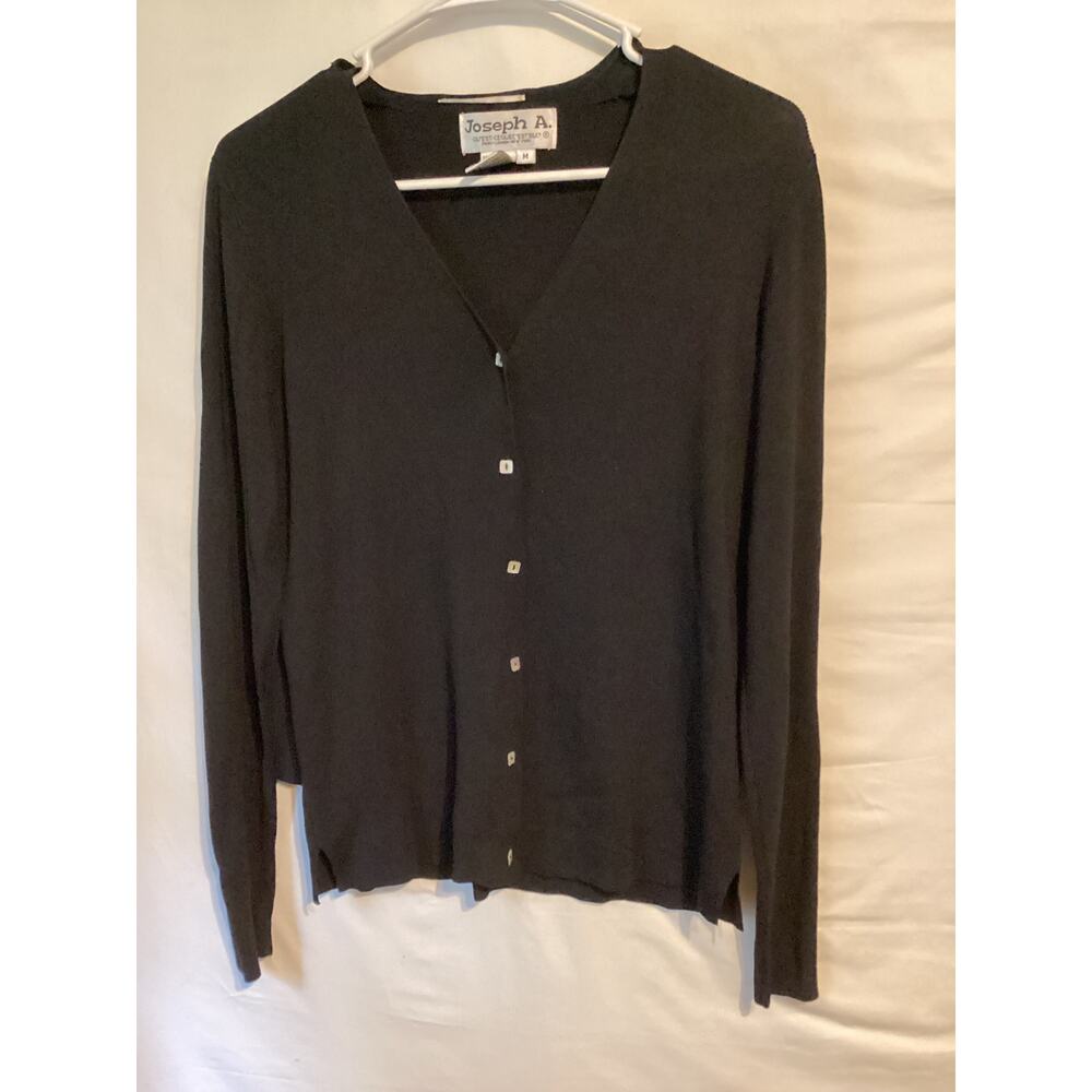 1029 Joseph A Quest-Cequec'Estsilk Cardigan w/Matching Tank Top Black Medium